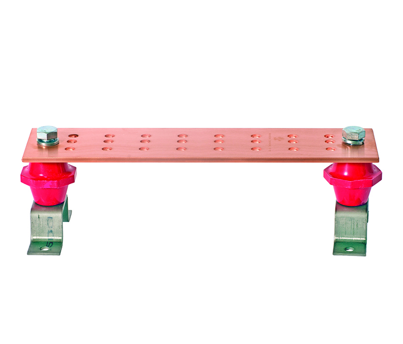 Earthing terminal copper busbar kit, 50mm x10